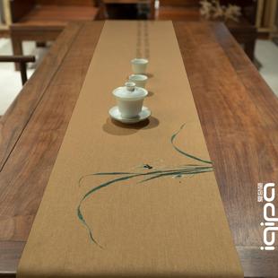禅意桌旗轻奢茶席防水茶桌垫布茶旗国风茶台桌布艺棉麻 26EQ新中式