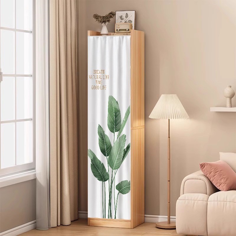 柜子遮挡帘无门衣柜书柜储物窄柜立柜书架置物架杂物遮丑防尘布帘