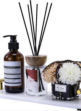 卫生间香薰摆件洗手台装饰大理石托盘套装酒店样板间洗手间软饰品