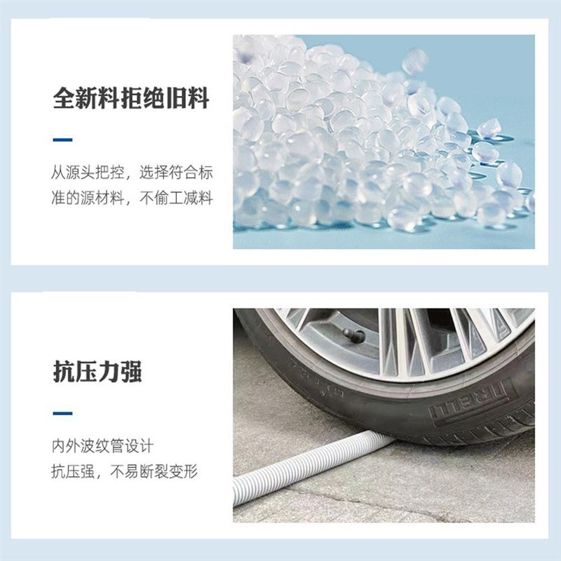 PVC波纹软管塑料阻燃穿电线保护管蛇皮管C16 20 25黑白100米32 40