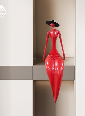 抽象静谧艺术人物坐姿摆件玄关客厅侘寂风意式极简落地雕塑软装饰