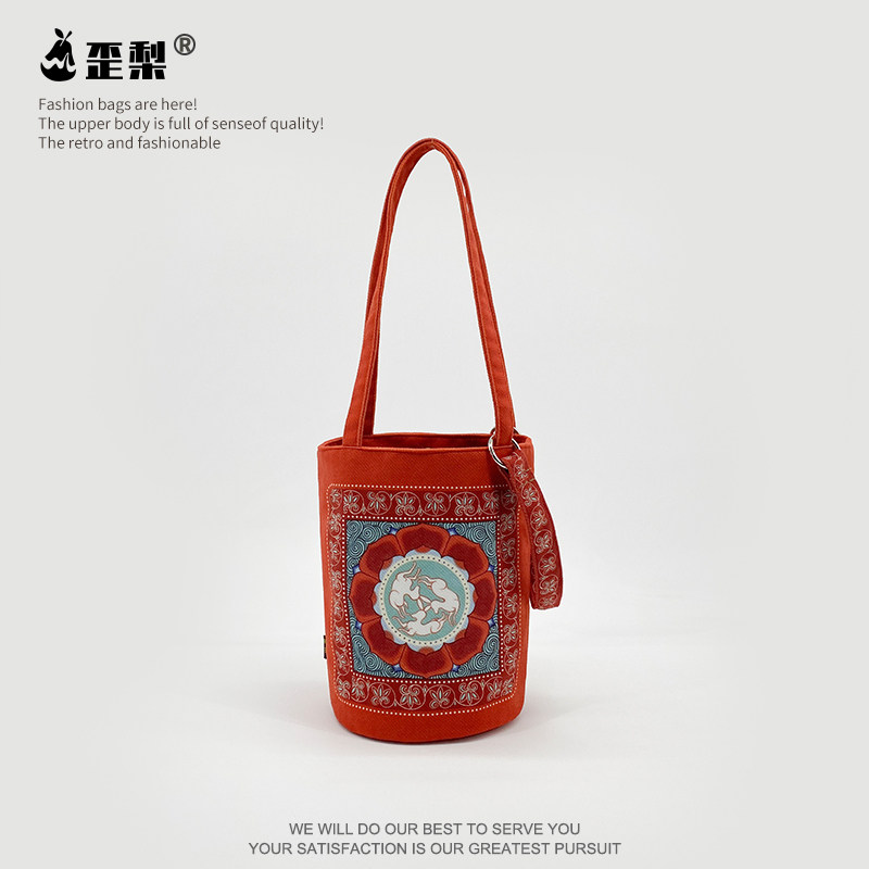 中国风敦煌福兔三兔共耳莲花手提水桶包包复古国潮通勤帆布收纳袋,收纳整理,其他收纳袋,淘宝优惠券,粉丝福利购,淘宝优惠卷