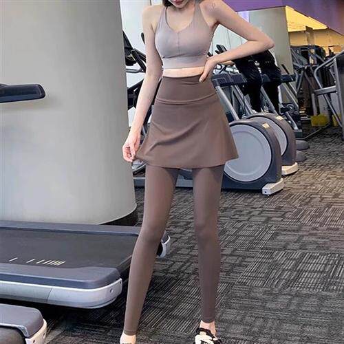 大码鲨鱼裤假两件运动长裤女高腰防走光跑步健身羽毛球裤瑜伽裤裙