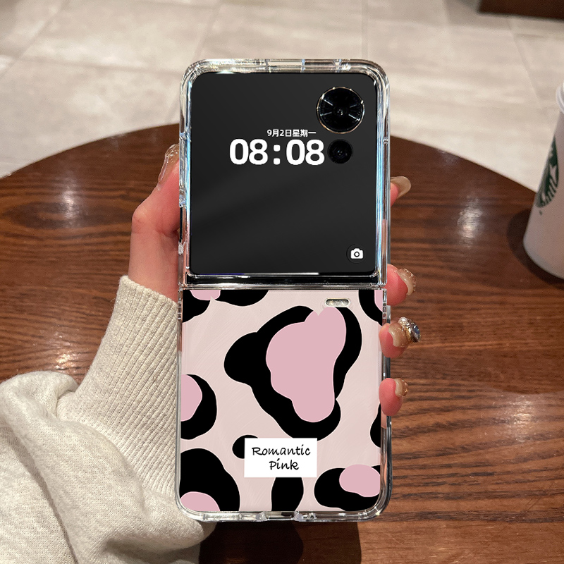 适用荣耀magicvflip2手机壳honor新款magic v flip2小折叠屏超薄透明粉色豹纹全包防摔男女款硬壳保护套