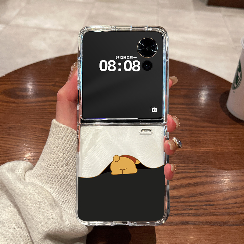 适用荣耀magicvflip2手机壳honor新款magic v flip2小折叠屏超薄透明翘屁股维尼熊全包防摔男女款硬壳保护套