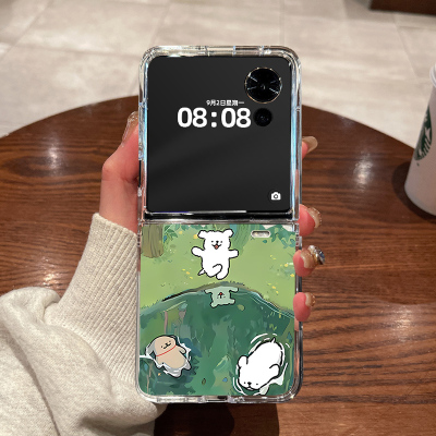 适用荣耀magicvflip2手机壳honor新款magic v flip2小折叠屏超薄透明游泳线条小狗全包防摔男女款硬壳保护套