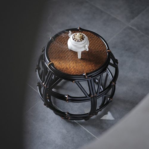 复古筇竹制鼓凳 仿古琴凳 明清古典茶室空间庭院凳 小圆凳 茶凳