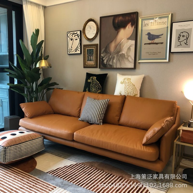 北欧现代单双三人位沙发意式极简轻奢大小户型复古客厅组合沙发椅