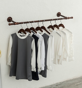 打孔阳台晾衣杆固定单杆式晾衣架复古室内凉衣杆卧室墙壁挂衣架