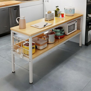 多层货架子厨房置物架落地实木切菜桌家用多功能备餐台微波炉架子