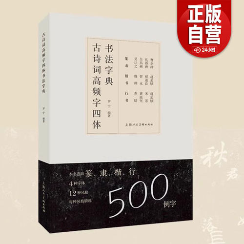 古诗词高频字四体书法字典 习字者及书法艺考生参考备考工具书精选500例楷行篆隶4体共12种经典风格 书法研习者案头工具手册