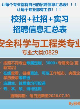 26届安全科学与工程类校招秋招春招国企央企社招招聘信息汇总表