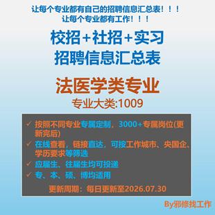 26届法医学类校招秋招春招国企央企社招实习找工作招聘信息汇总表
