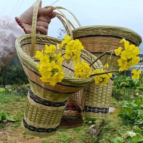 纯手工编织儿童背篼苗族背篓拍照