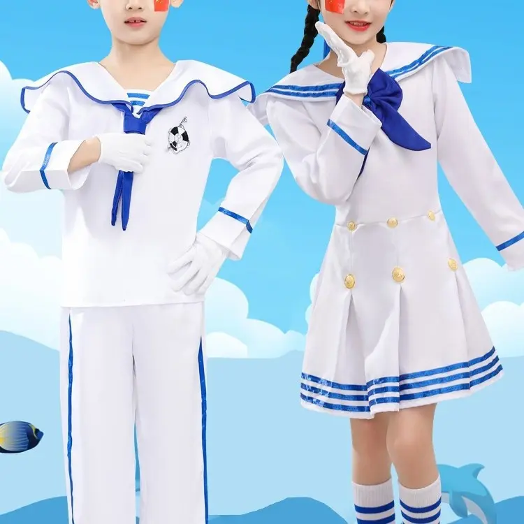 新款儿童小海军演出服男女水手