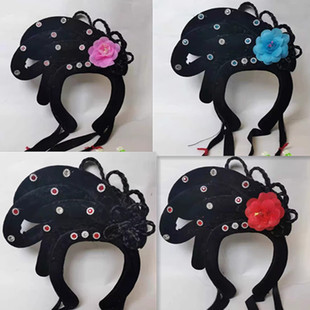 唱戏头饰头戴戏剧戏曲假发头饰黄梅戏头饰花旦丫环全套古风头套