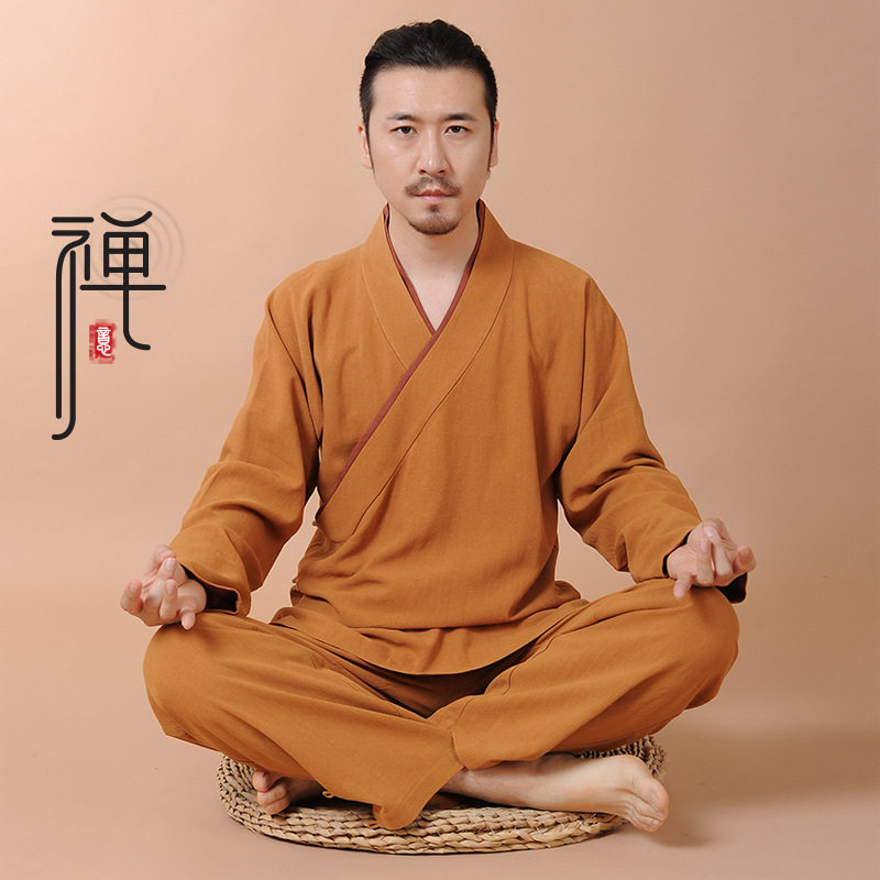 夏季新品亚麻棉麻男禅修居士服