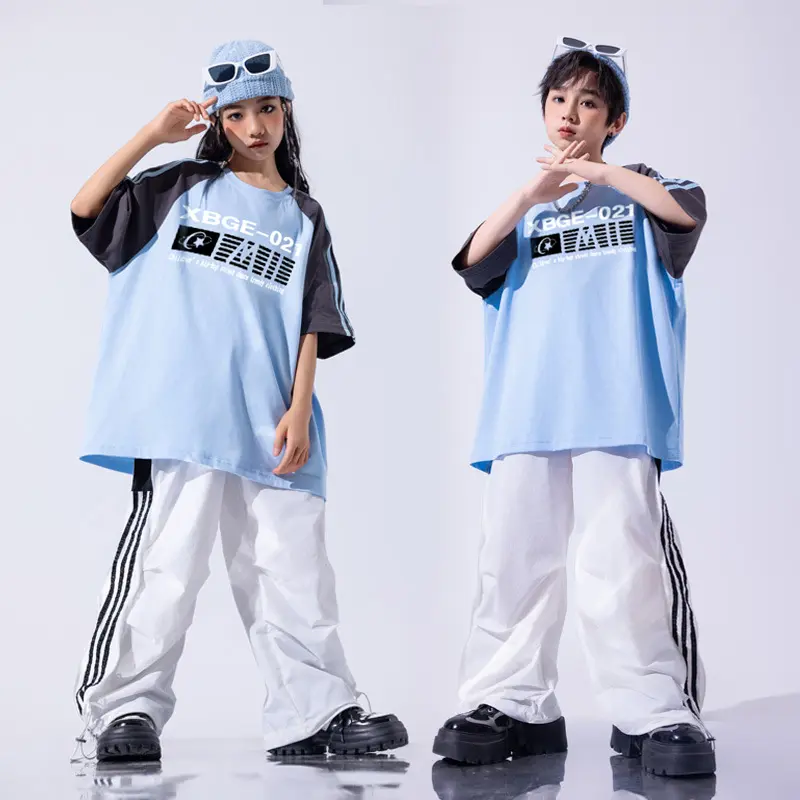 六一儿童街舞演出服少儿架子鼓服装宽松男童嘻哈潮服女童酷现货棉