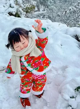 婴儿东北棉袄大花儿童冬季拜年