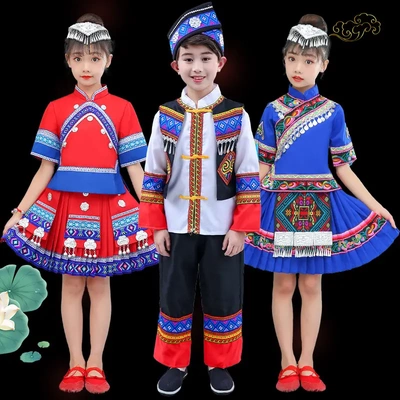 广西壮族三月三表演服儿童苗族
