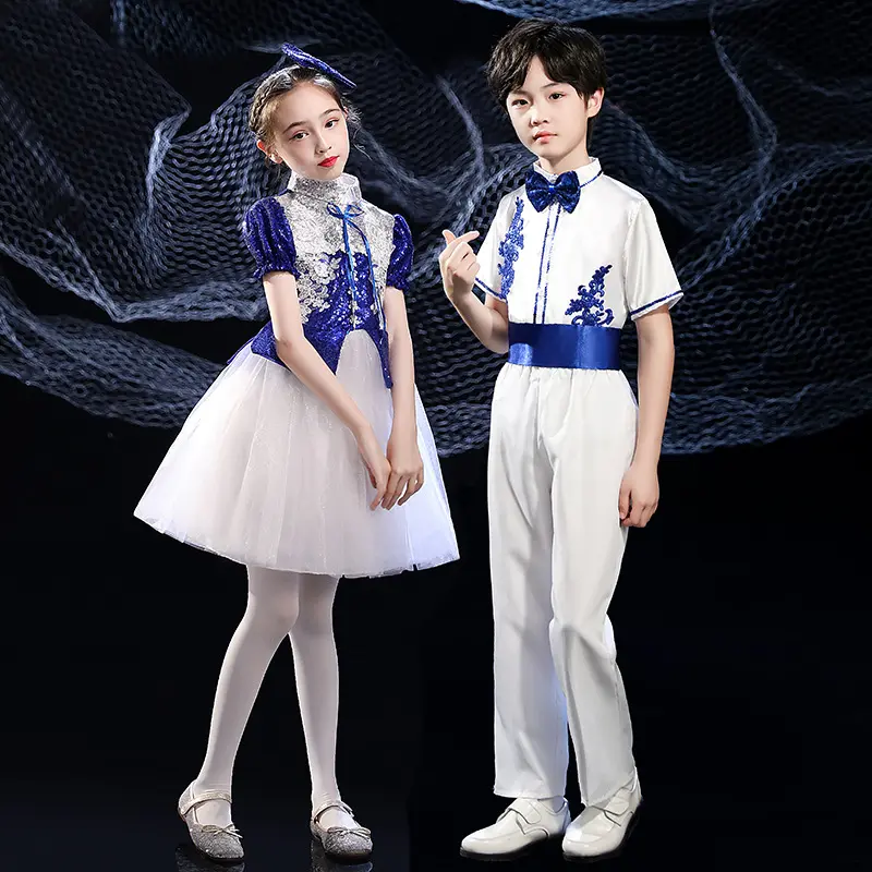 六一儿童合唱演出服男女童大合唱团小学生主持人礼服朗诵表演服装