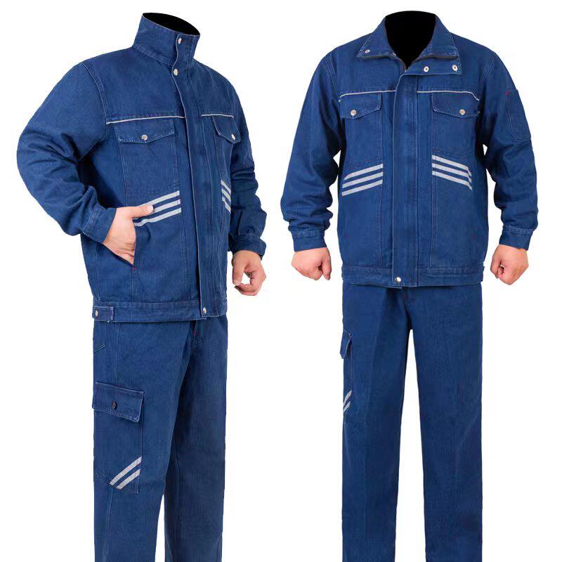 秋冬立领牛仔电焊工作服