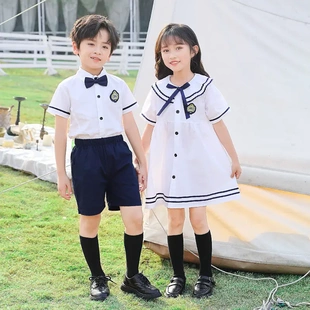 幼儿园园服夏装儿童班服小学生短袖校服合唱朗诵服毕业照演出服装