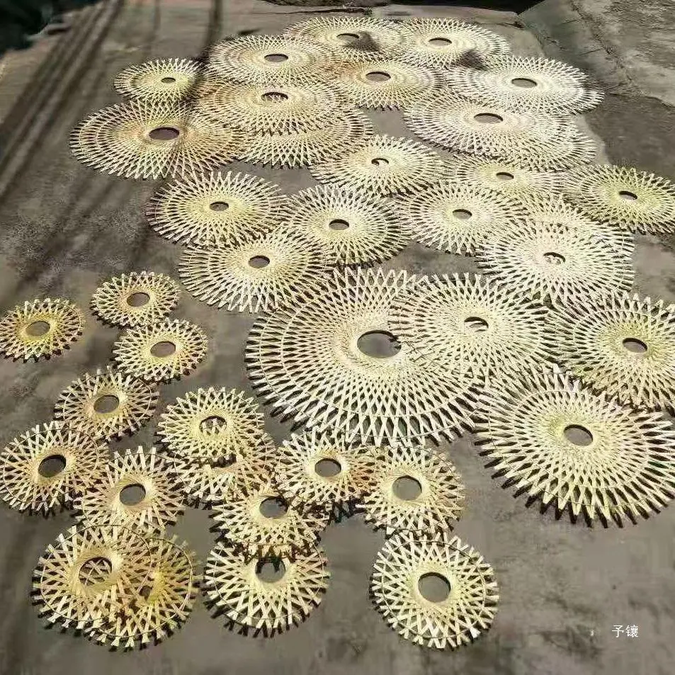 手工墙壁画圆型装饰竹编制品编织
