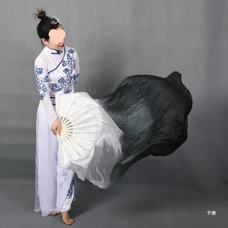 加长舞蹈扇绸扇锦鲤抄扇子牵丝