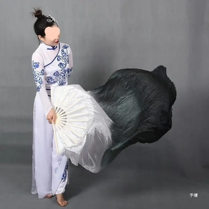 加长舞蹈扇绸扇锦鲤抄扇子牵丝