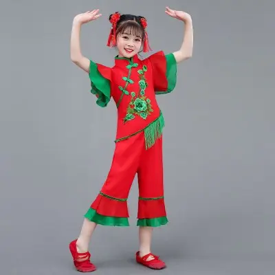 六一儿童演出服女童开门红喜庆