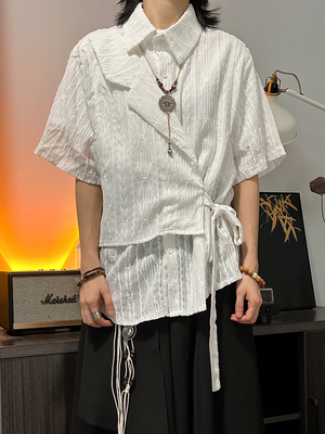 短袖肌理感法式复古衬衫地心引力