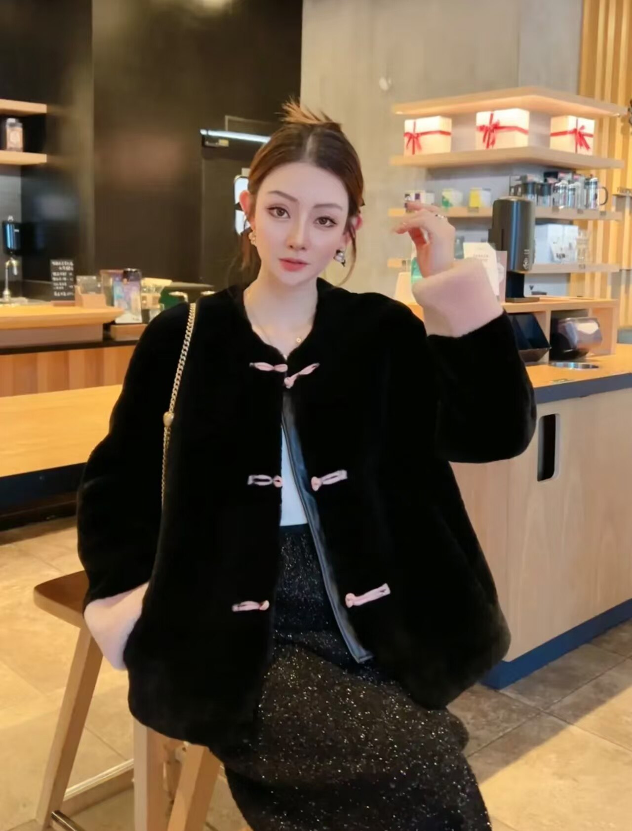 新中式国风真兔毛皮草外套女2025秋冬季新款兔毛皮草