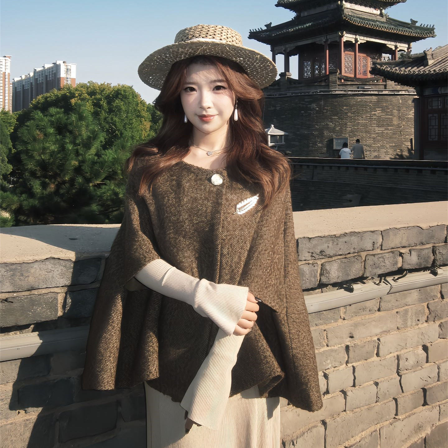 复古高级感披肩斗篷小香风外套女