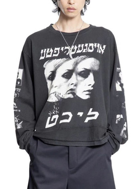 ERD忧郁的富二代25SS六芒星人像不规则拼接长袖T恤男女秋季卫衣潮