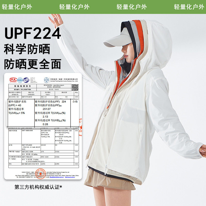 UV100防晒衣女款凉感冰丝透气户外防晒服防紫外线薄款皮肤衣男