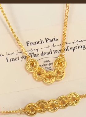 传承金包银钱多多项链新款时尚百搭爆闪碎冰冰五帝币锁骨链送女友