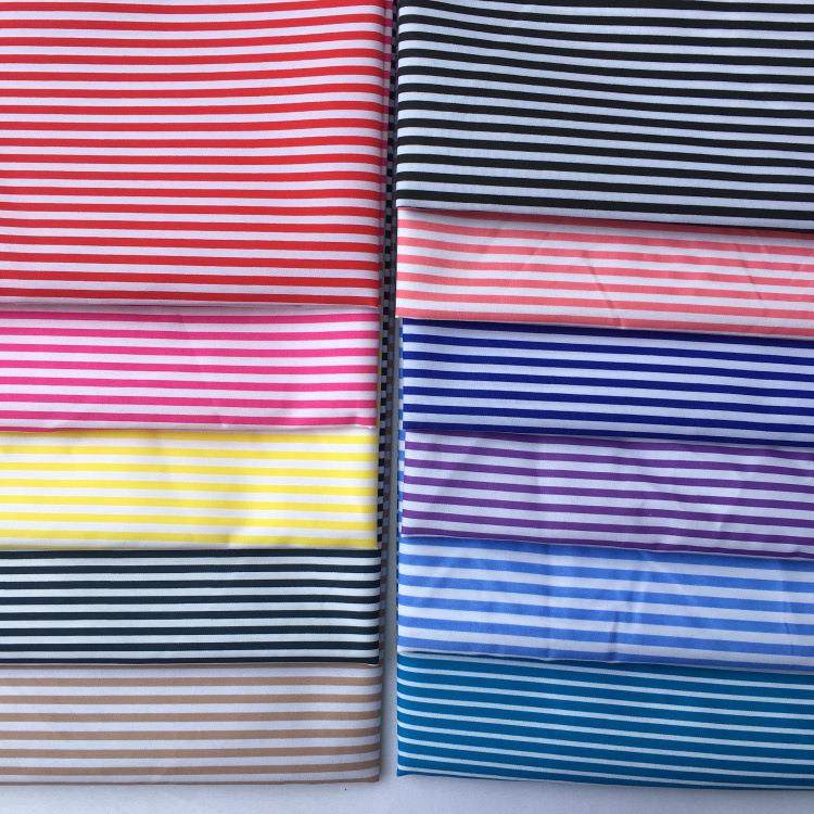 平纹桃皮绒条纹布料口袋布箱包里布涤纶条纹布桃皮绒印花布