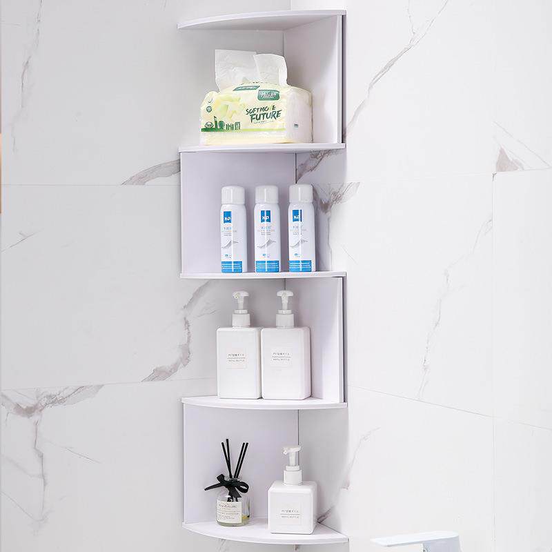 转角置物架木质打孔墙上洗手间卫生间壁挂浴室化妆品多层收纳架