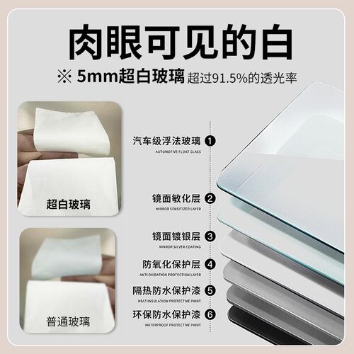 穿衣镜贴墙自粘壁挂超白全身镜落地镜子挂墙靠防爆家用玄关试衣镜