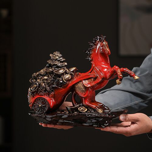 陶瓷马上有钱摆件马到成功家居客厅电视柜招财桌面生肖马工艺品