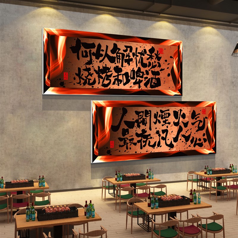 现货速发怀旧烧烤店氛围布置墙面装饰贴餐饮火锅创意工业市井风格