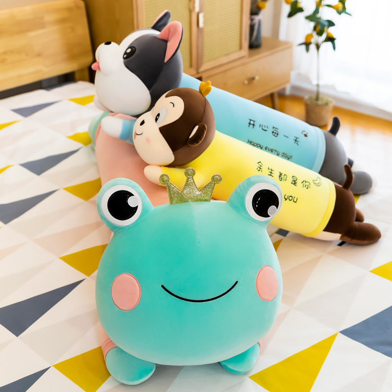 现货速发青蛙睡觉抱枕夹腿长条枕头毛绒玩具布娃娃床上超软夹腿孕