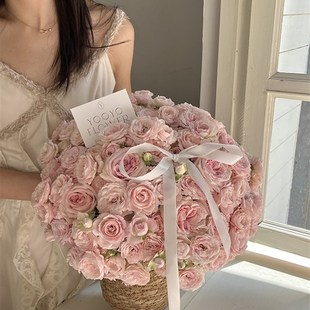 快速发货七夕新款仙子之吻抱抱桶鲜花束花艺包装材料田.园风草编