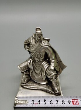 快速发货白铜关帝爷关公小摆件铜雕佛像车摆饰仿S古铜艺神像古玩