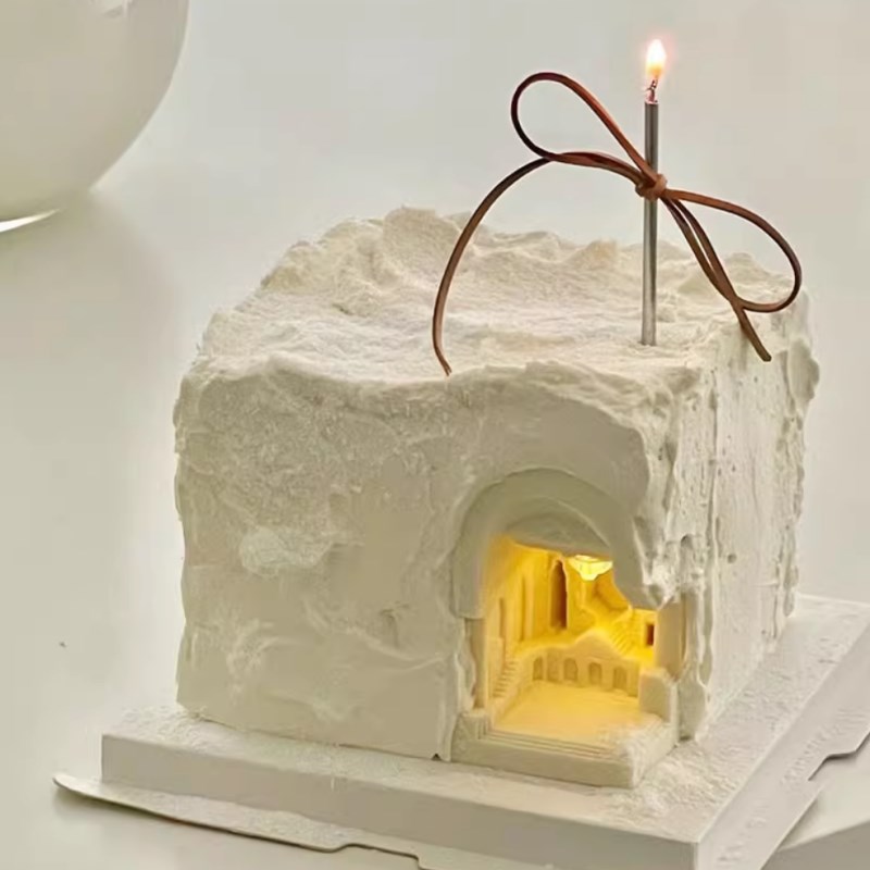 速发古堡硅殿翻蛋巧克力宫胶模具糖糕装饰摆件情人节插件