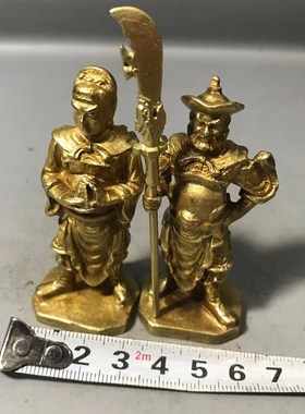 快速发货合金铜关l公神像铜坐春秋关公站关平周仓摆件武财神小号