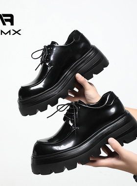 皮鞋男2025春季新款商务休闲英伦风亮面厚底增高男士结婚新郎鞋