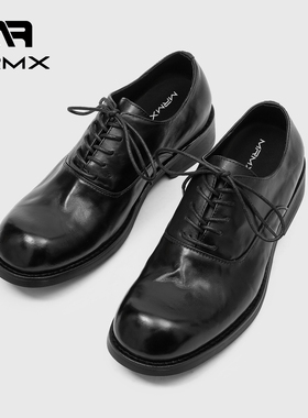 MRMX【水洗牛皮】通勤正装百搭优雅系带增高皮鞋方圆头德比鞋男