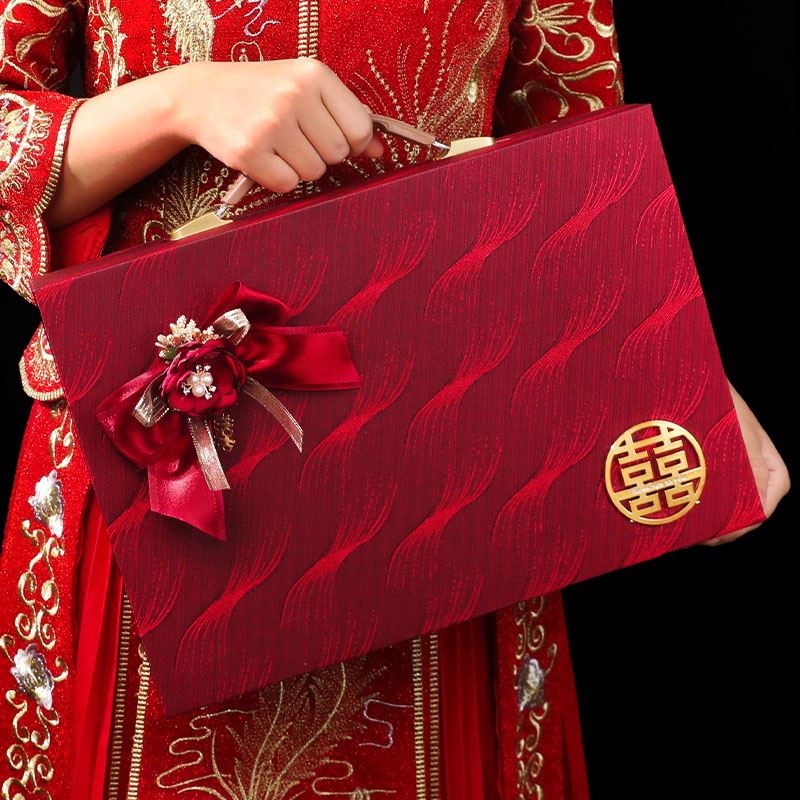 彩礼钱盒子订婚用品大全结婚礼下聘礼箱提亲礼金箱彩礼盒现金10万